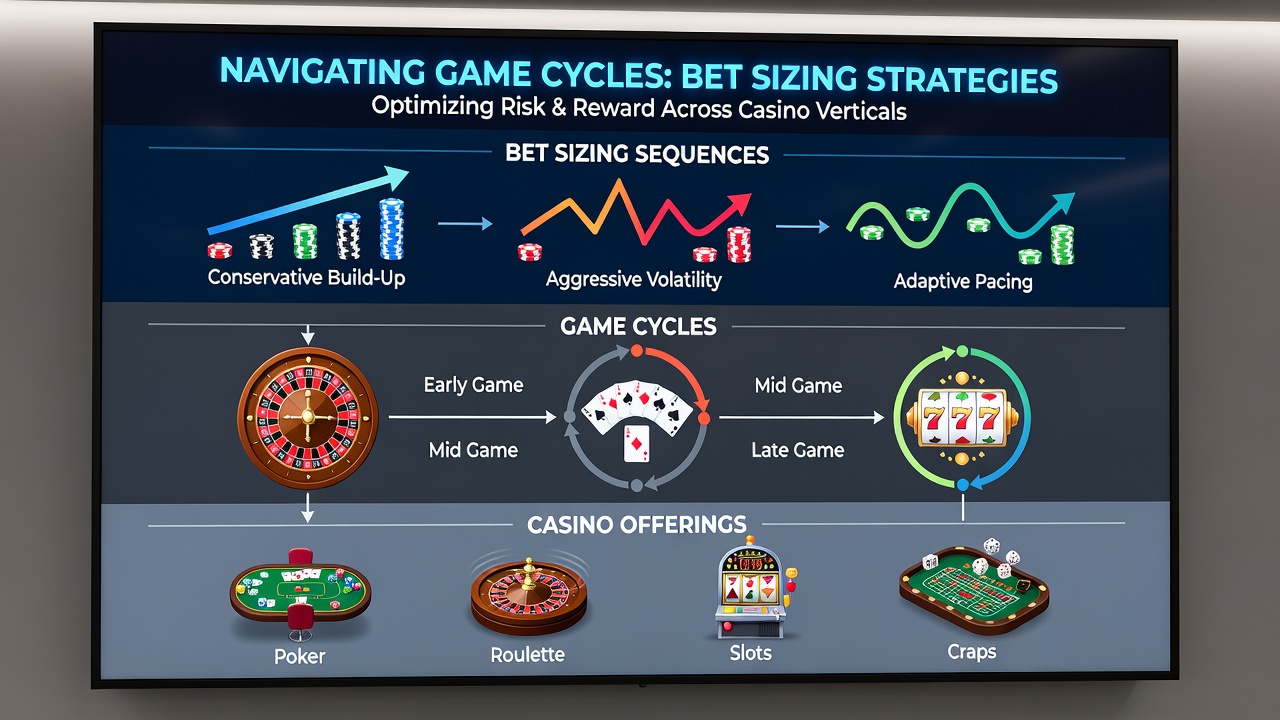Chart showing bet progression patterns overlaid on simulated game cycle volatility for slots and video poker