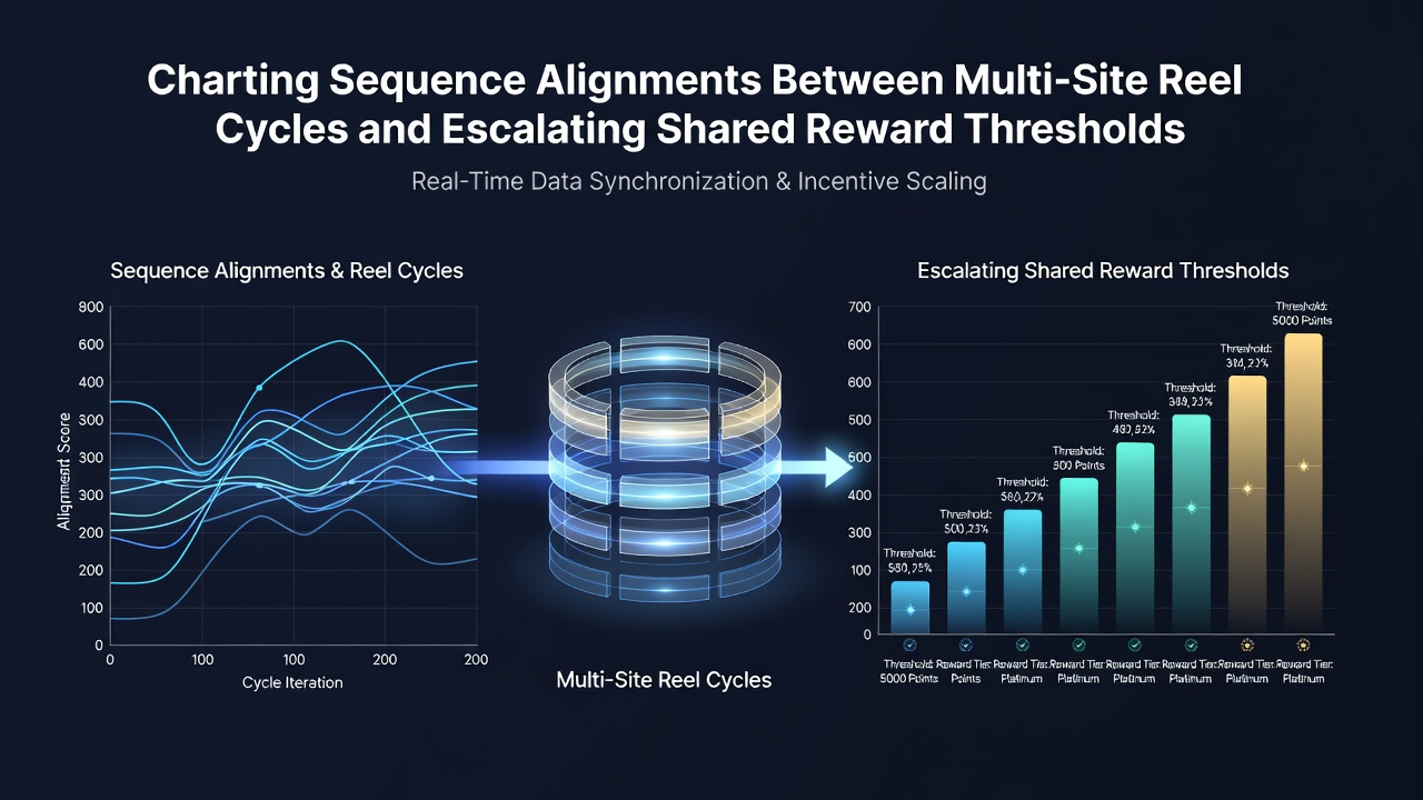 Chart showing rising shared reward thresholds correlated with multi-site reel alignment events