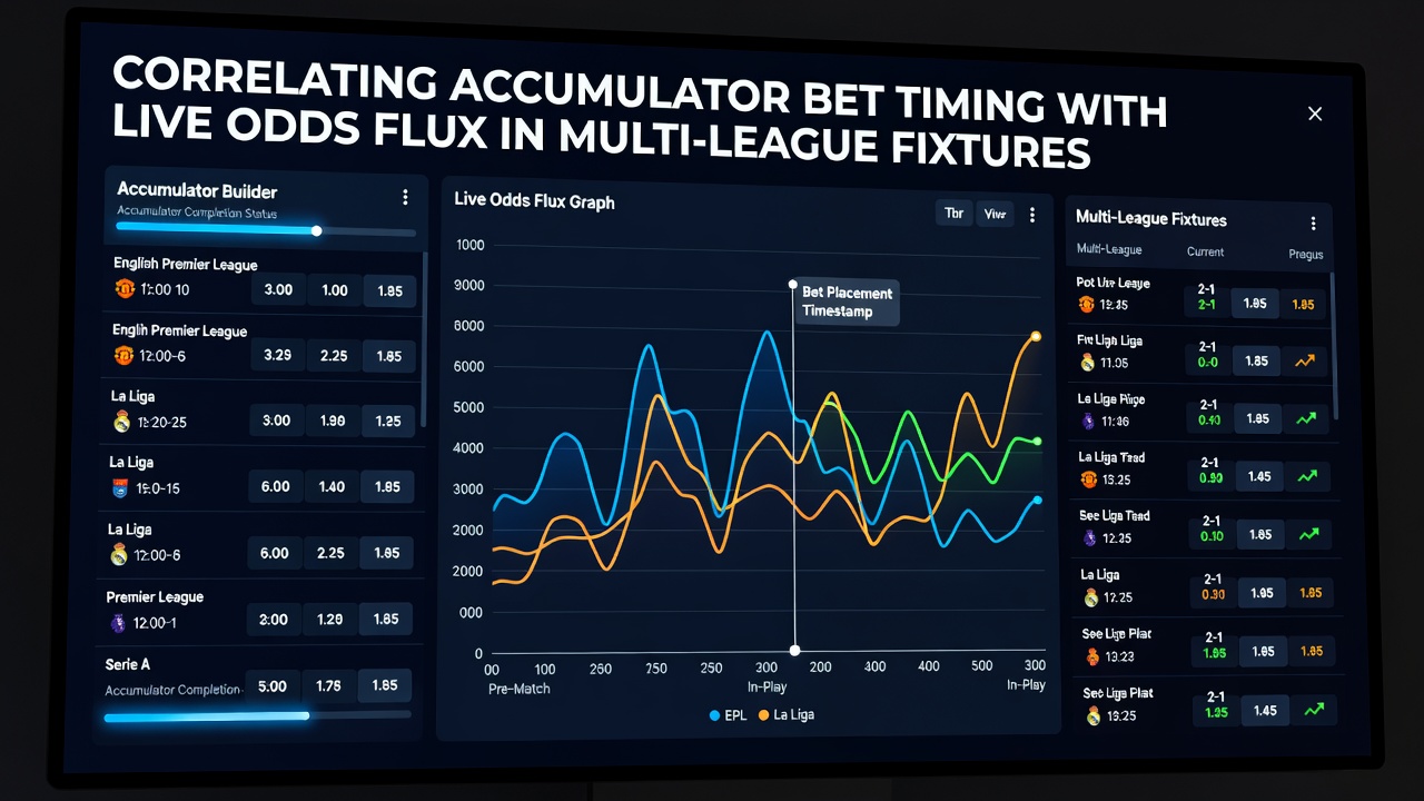 Graph displaying accumulator returns versus live odds changes in simultaneous fixtures from soccer, basketball, and tennis leagues