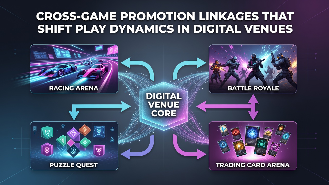Screenshot of a digital casino dashboard displaying cross-promotion progress bars linking different game categories