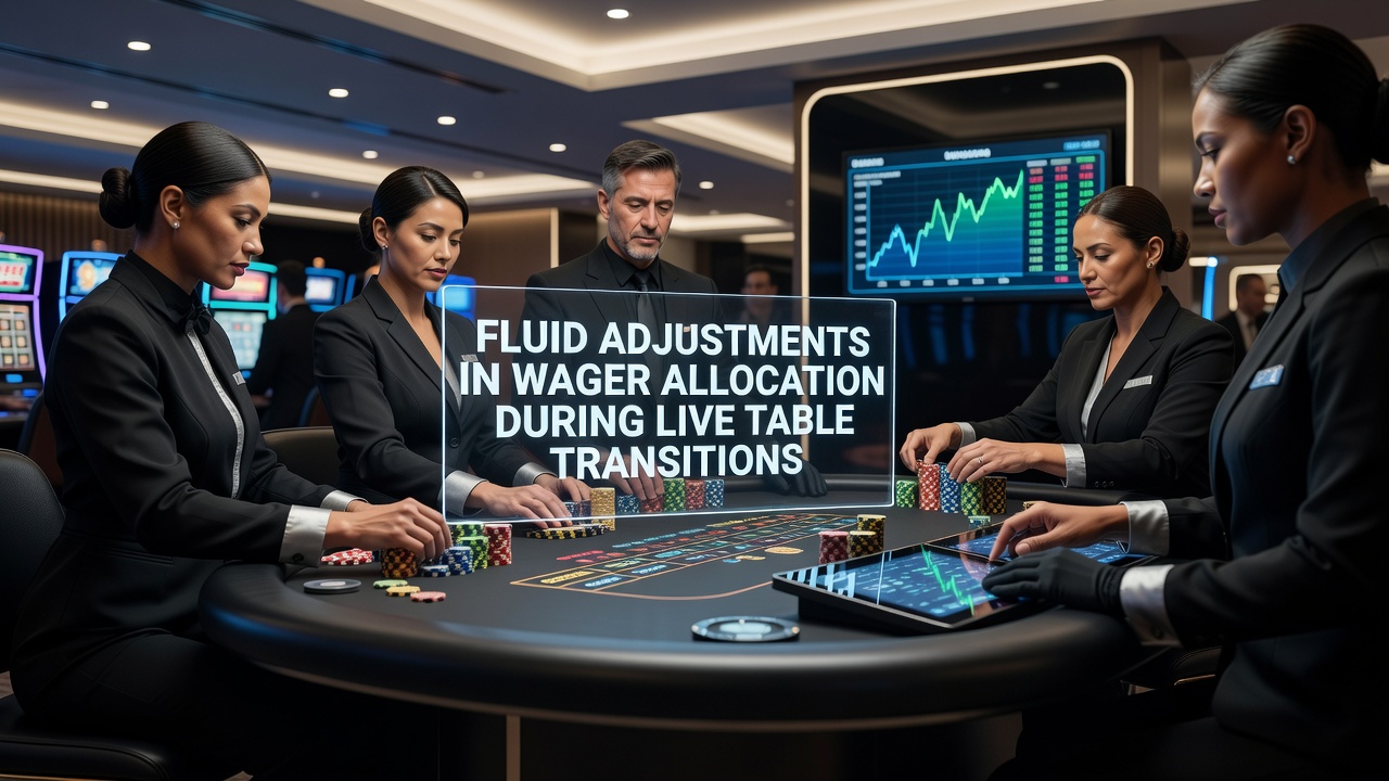Live roulette and blackjack tables with players managing chip stacks during transitions