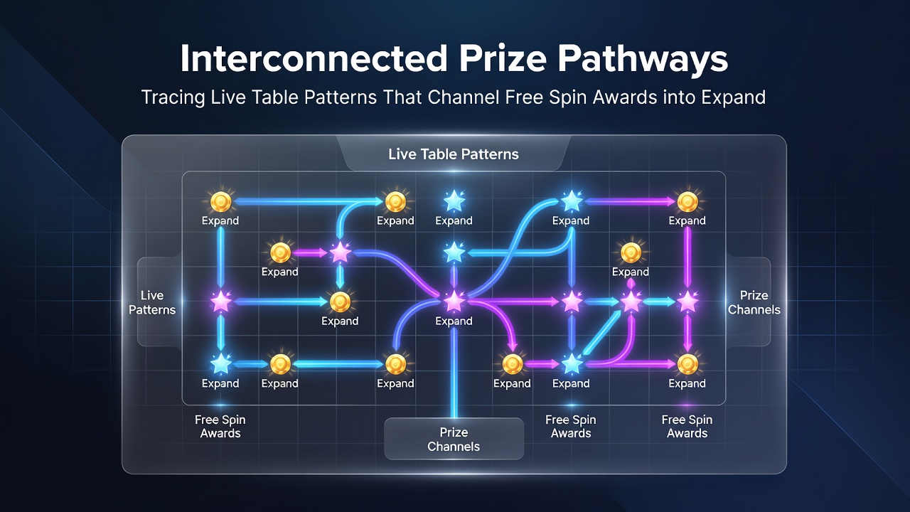 Network diagram illustrating how live table patterns connect to free spins and progressive jackpots