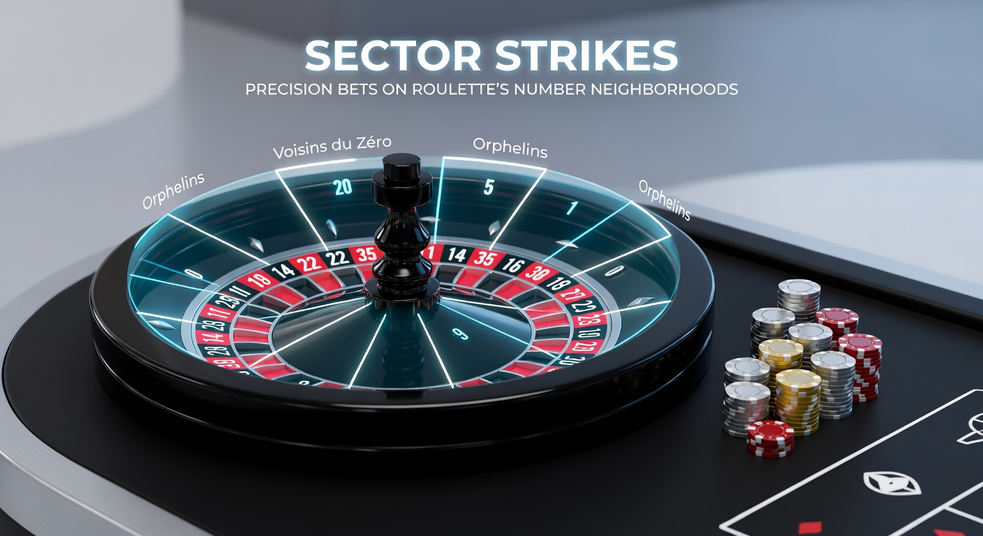 Close-up of roulette table with sector bet chips on Voisins du Zero and Tiers du Cylindre