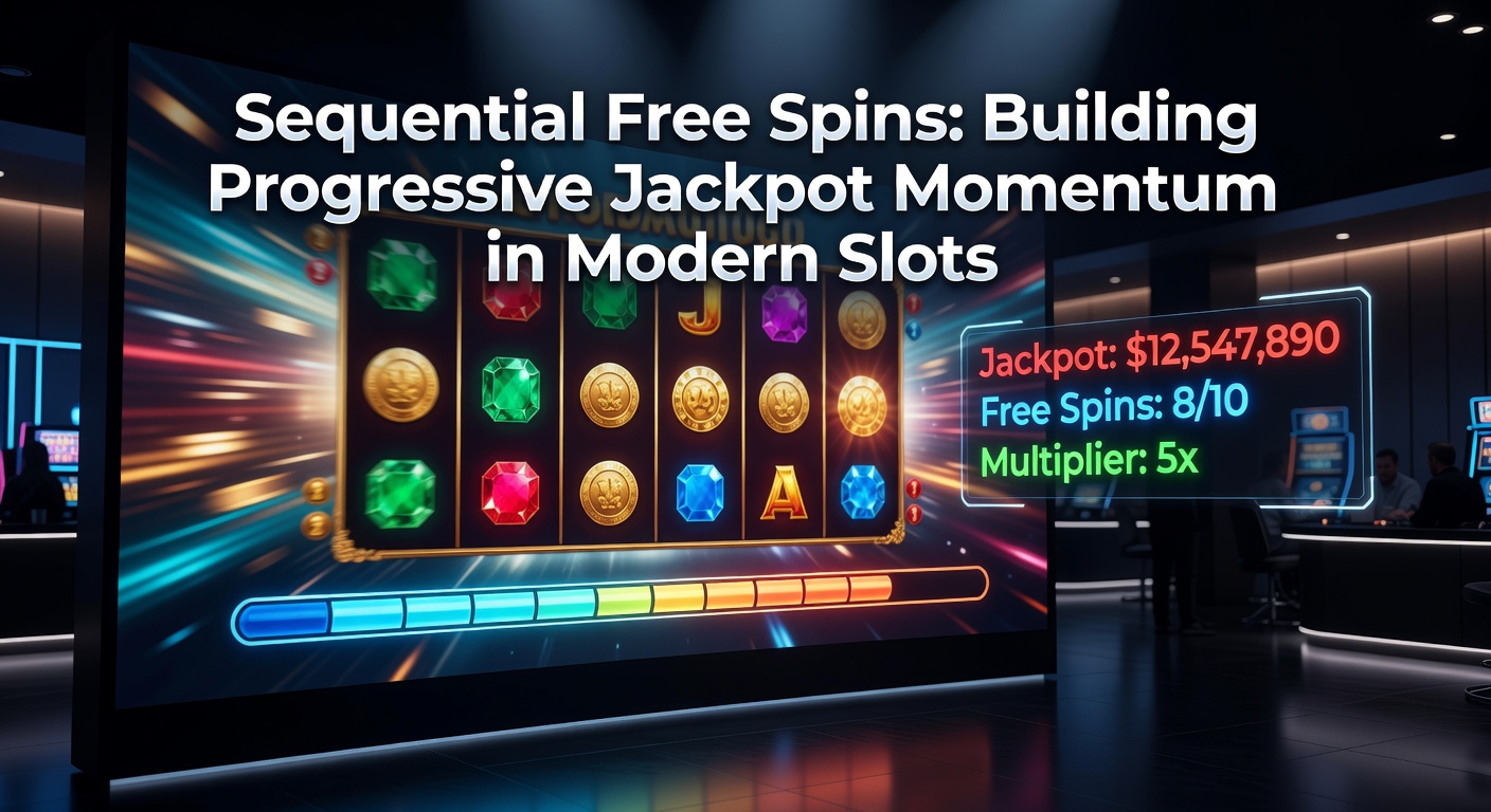 Close-up of progressive jackpot display escalating during a sequential free spins bonus round on a digital slot interface
