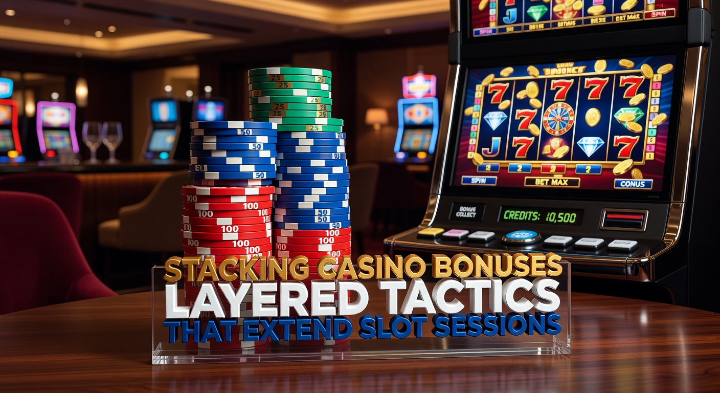 Layered bonus icons on a digital casino interface showing stacked promotions activating sequential slot features