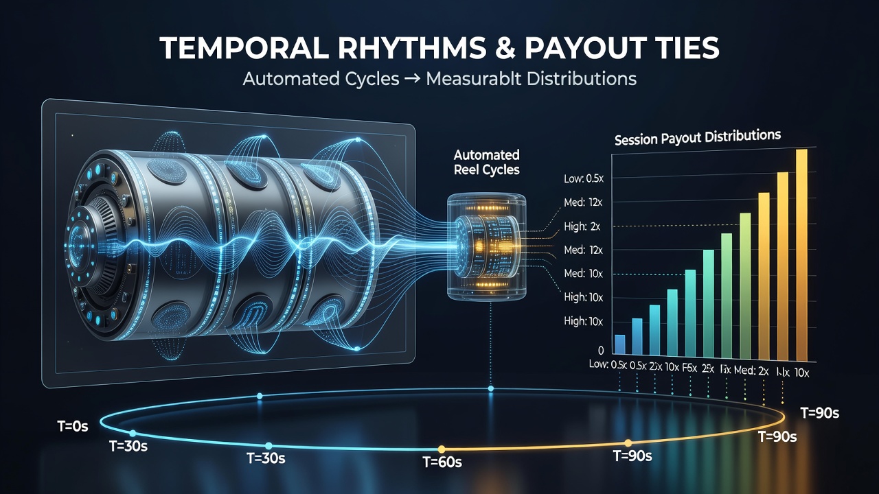 Graph illustrating measured correlations between reel cycle intervals and session payout frequencies over time