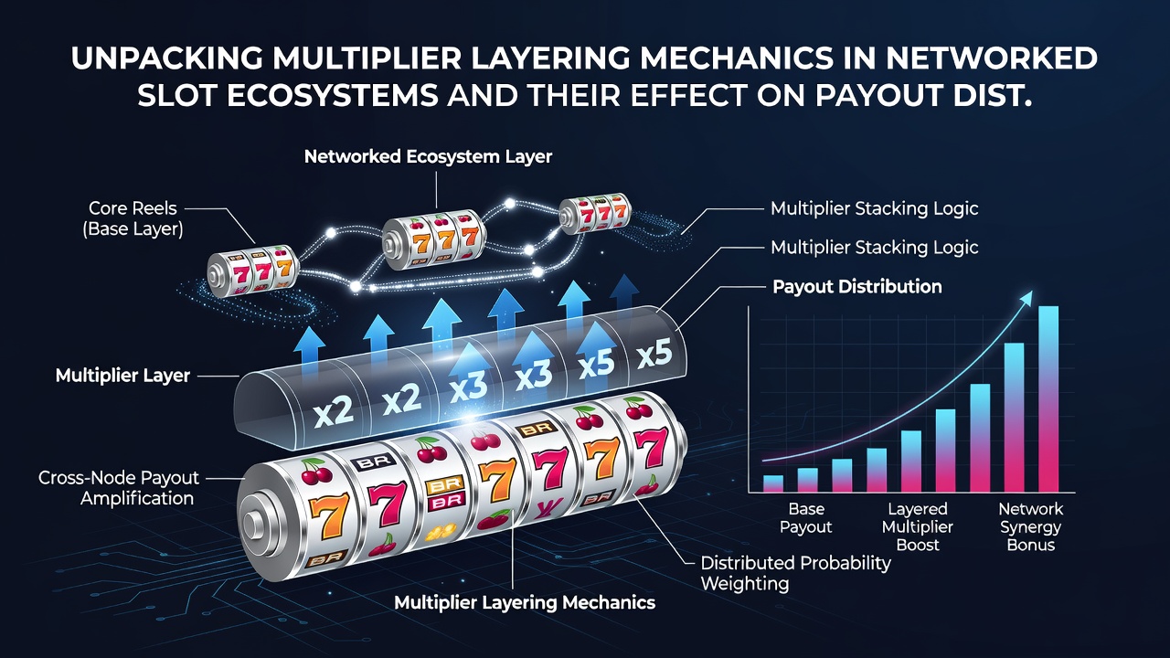 Chart displaying payout distribution curves before and after multiplier layering activation